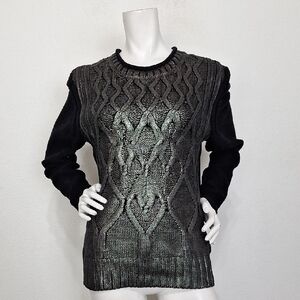 Narciso Rodriguez for Design Nation NEW Metallic Coated Cable Knit Sweater Sz. L